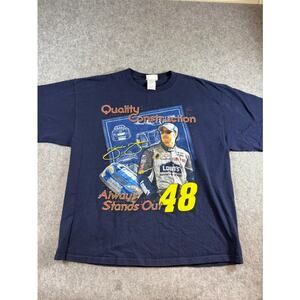 Vintage NASCAR Jimmie Johnson #48 Shirt Men XL Blue Lowes Racing Team Streetwear